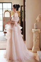 Ivory Strapless Wedding Bridesmaid Dresses Layered Tutu Maxi Wedding Dress Plus image 3