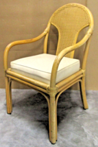 Vintage Ficks Reed Bamboo and Rattan Back Upholstered Seat Armchair  - $118.80