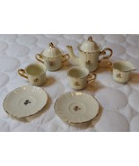 LENOX TEA PARTY 9 PC MINI PORCELAIN GOLD TEA SET - Vintage Emily&#39;s Tea Set - €30,39 EUR