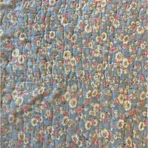 Vintage Handmade Hand-Tied Floral Quilt Blue Pink White Cutter/Craft 71.... - $23.03