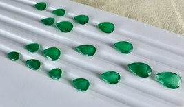 Natural Zambian Emerald Pear Cut 17 Pcs 56.48 Carats Gemstone Designing Necklace - £5,087.20 GBP