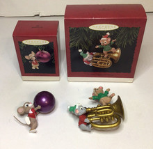 1996 Hallmark Mouse Ornaments Bowl Em Over A Little Song And Dance Set Of 2 - £10.13 GBP
