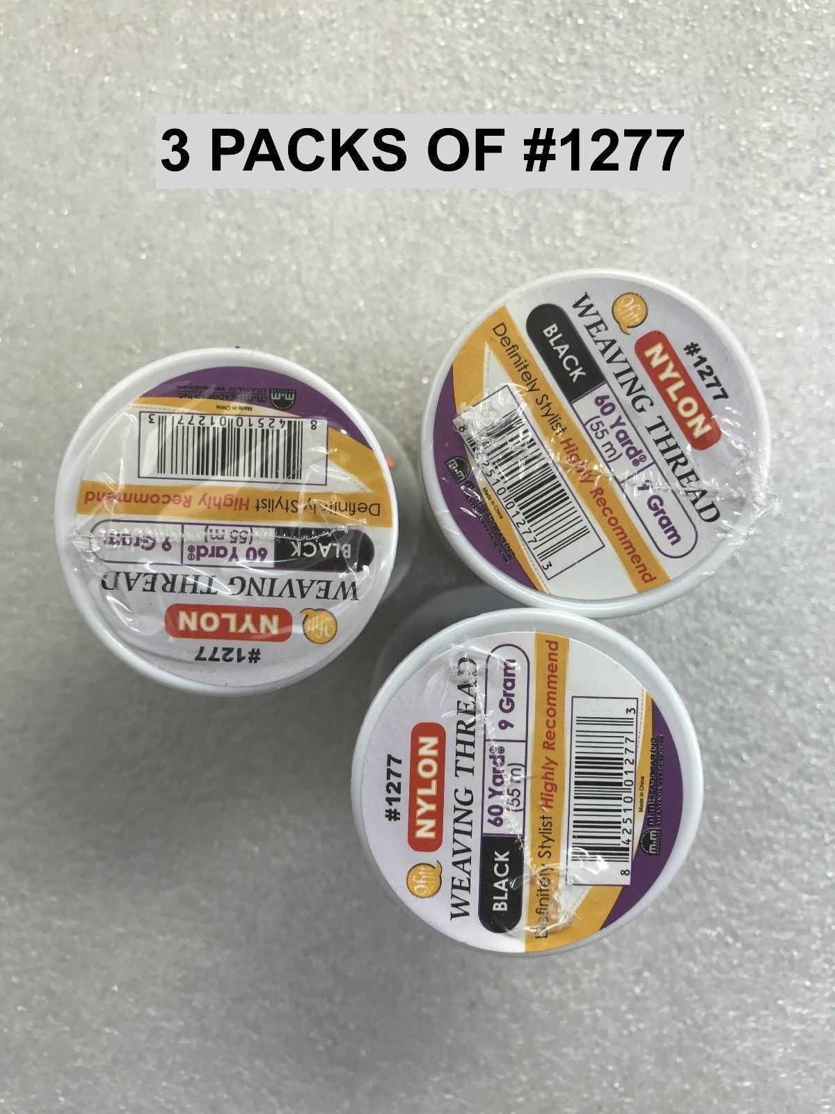 LOT OF 3 M&amp;M QFITT  NYLON WEAVING THREAD BLACK 60 YARDS(55M) #1277 - $2.39