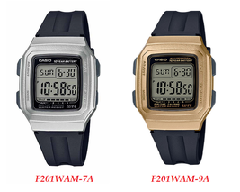 Casio Casio Men&#39;s Classic F201WAM-7A (Silver) &amp; F201WAM-9A (Gold) Digital Watch - £22.29 GBP+
