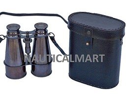 Nautical Captain&#39;s Oil-Rubbed Bronze Binoculars with Leather Case 6&quot; - £70.77 GBP