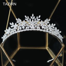Trendy 3A Cubic Zirconia Floral Tiaras Wedding Crowns Bridal Headpiece P... - $69.98
