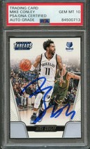 2016-17 Panini Threads #30 Mike Conley signed Card Auto 10 PSA Slabbed Grizzlies - £74.78 GBP