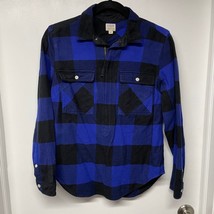 J.Crew Womens Blue Buffalo Check Popover Flannel L/S Quarter Zip Shirt S... - $23.76