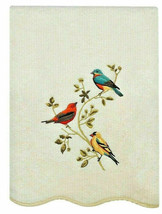 Avanti Premier Songbirds Bath Towel Embroidered Ivory Guest Bathroom 100% Cotton - $43.98