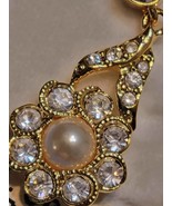 Chinese Crystal&amp;Prl.&quot;Tear Dangle&quot; Earings.C.1995. - $275.48 MXN