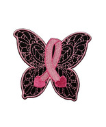 Awareness Ribbon Breast Cancer Butterfly 3 Embroidered Iron On Patch 3.8... - $203.76 MXN