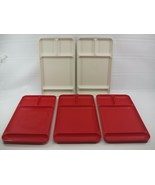 Tupperware Lunch Serving TV Trays Lot of 5 Red Beige 9&quot; x 15&quot;  - £17.23 GBP