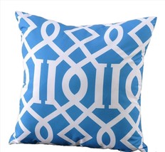 Blue Throw Pillow Outdoor Geometric Design 18" x 18" Sun Weather Fade Resistant