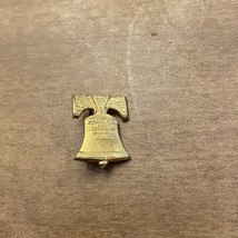 Vintage Tiny Liberty Bell Pin Gold Tone Brooch - £5.69 GBP