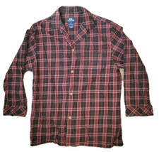 Stafford Pajama Shirt Only Men M Medium 100% Cotton Red Black Plaid Long... - £6.66 GBP