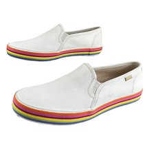Keds x Kate Spade Double Decker Sneakers White Size 6 Canvas Slip-On Fla... - £53.70 GBP