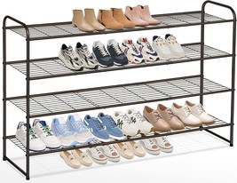 Aooda 4 Tier Long Shoe Organizer For Closet, Wide Stackable Metal Shoe R... - £36.11 GBP