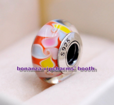 925 Sterling Silver Handmade Glass Lampwork Multicolour Murano Glass Cha... - $4.20