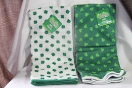 Towel Set (new) SAINT PATRICK&#39;S HAND TOWELS W/ CLOVERS - GREEN &amp; WHITE- ... - $11.75