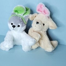 Easter Bunny Ears Plush Dog Grey Husky Yellow Lab Stuffed Animal 10&quot; Lot... - £15.81 GBP