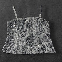 R&amp;M Richards Crop Top Women&#39;s Size 14 Lined Sequined Paisley Layering Piece 90&#39;s - £16.62 GBP