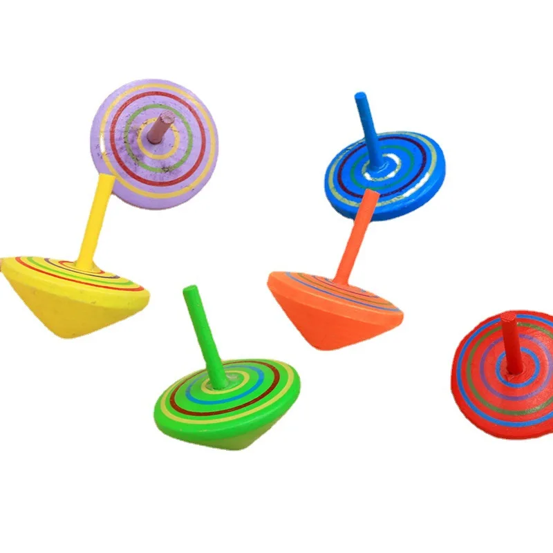 5 Pcs Rotating Multicolour Wooden Spinning Top Gyroscope Toy Traditional Wooden - £10.11 GBP