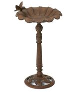 Rustic Cast Iron Hummingbird Perching On Sunflower Garden Bird Feeder Ba... - €71,31 EUR
