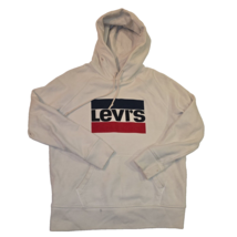 Levis Jeans Women&#39;s Size Small White Red Logo Drawstring Hoodie-Casual - $24.86 CAD