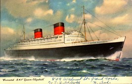 Picture POSTCARD- Cunard R.M.S. Queen Elizabeth, Printed In England BK27 - £1.55 GBP