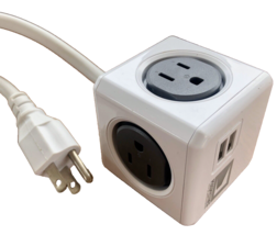 PowerCube Extended USB 4 Outlet Power Adapter &amp; USB 5ft Cord White Intertek - $17.32