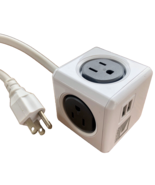 PowerCube Extended USB 4 Outlet Power Adapter &amp; USB 5ft Cord White Intertek - £13.54 GBP