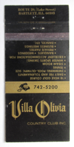 Villa Olivia Country Club - Bartlett, Illinois 30 Strike Matchbook Cover Golf IL - £1.39 GBP