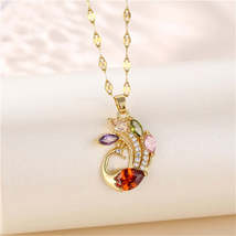 Red Crystal &amp; Clear Cubic Zirconia Phoenix Pendant Necklace - £11.98 GBP