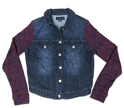 Tinsel Town Tinseltown Womens Juniors Sweater Sleeve Dark Wash Denim Jacket Deni - £23.59 GBP