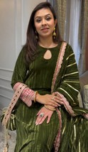 Heavy Chinon Silk Designer Salwar Kameez Indian Party Wear Wedding Pakis... - $136.66