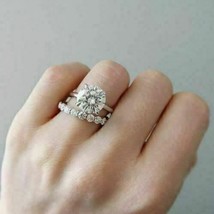Bridal Wedding Ring Set 2.80Ct Round Cut Diamond Solid 14k White Gold Size 6.5 - £225.73 GBP