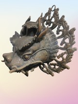 Antique Bronze Dragon Head Wall Hanging Candleholder China / Nepal Decoration - $139.89