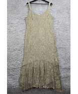 Vtg Spencer Alexis Maxi Dress Womens XL Gold Roses Metallic Crochet Chai... - $49.95