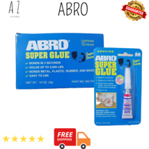 12PCs x 3g ABRO Super Glue Strong Adhesive Bonds In 3 Seconds metal Wood - $18.74 CAD