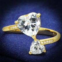 2Ct Double Heart Cut Simulated Diamond Bypass Gold Plated Wedding Ring Sz 5-9 - £72.49 GBP