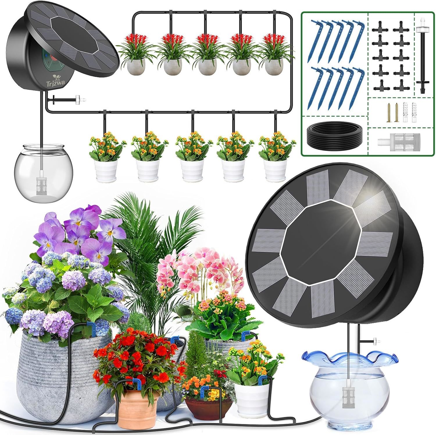 Solar Automatic Drip Irrigation System Kit, Diy Garden Watering, Siphon Set - $33.99