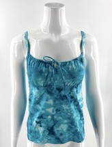Lands End Tankini Swimsuit Top Womens Size 2 Aqua Blue Tie Dye Tie Front NEW - £27.33 GBP