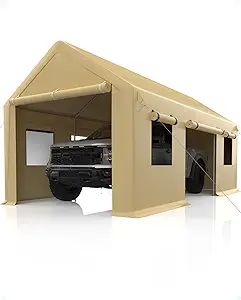 Carport Portable Garage, Heavy Duty Carport Canopy, Reinforced Steel Pol... - £630.30 GBP