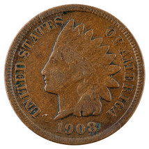 1908-S Indian Cent 1C Fine Condition Great indian Head Penny - £103.63 GBP