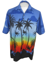 Alvish Men Hawaiian camp shirt pit to pit 25.5 XL aloha luau tropical sunset  - £15.81 GBP