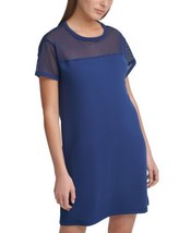 DKNY Womens Activewear Sport Mesh-Blocked T-Shirt Dress Size Medium Color Galaxy - £38.94 GBP