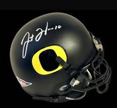 JUSTIN HERBERT AUTOGRAPHED SIGNED OREGON DUCKS FOOTBALL MINI HELMET w/COA - £170.55 GBP