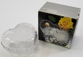 *B4) Home Beautiful Rose Pearls Covered Heart Glass Trinket Jewelry Dish... - $9.89
