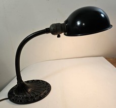 Vint. Gooseneck Table Lamp  Industrial w/ Classic Oval Cast Iron  Base Art Deco - £65.48 GBP