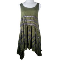 Intimately Free People Womens XS Green and Purple Top Lace Polka Dots Ru... - $23.99